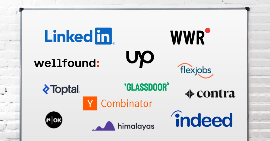 Future-focused overview of the Best Job Boards for 2026, featuring logos from LinkedIn, Wellfound, Upwork, Glassdoor, We Work Remotely, RemoteOK, FlexJobs, Toptal, Contra, YC, Himalayas, and Indeed. Best Job Boards and Future Skills.