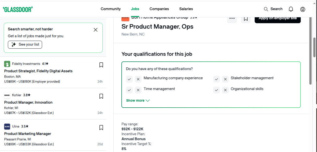 Glassdoor job listings with company reviews and salary transparency features. Best Job Boards evaluation and candidate research tools.