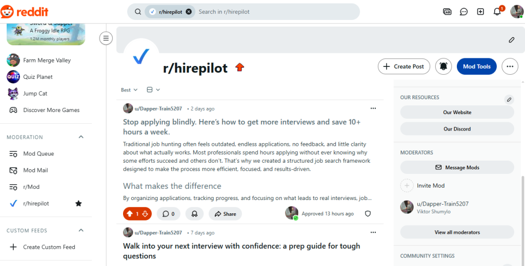 Best ways to find a job, community discussion on Reddit HirePilot