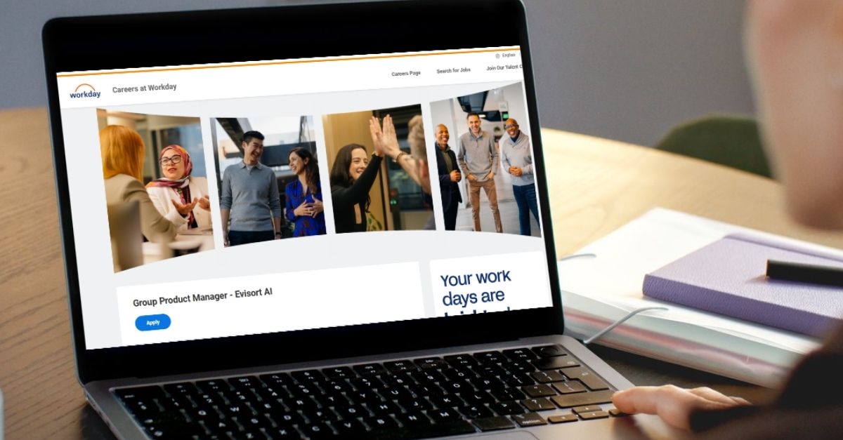 Workday applicant tracking system career portal displayed on laptop screen showing enterprise job listings