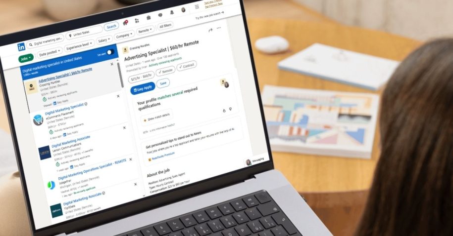 LinkedIn Easy Apply job application interface on laptop screen